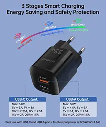 Зарядний пристрій для смартфона Choetech PD5006 33W із швидким заряджанням QC3.0/PD/PPS чорний - мініатюра 4