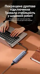 Мережевий адаптер із USB-хабом UGREEN CM811 Ethernet підключення через USB-A або USB-C порт RJ45 мережа до 1 Гбіт/с 3 порти USB-A 3.0 для периферії передавання USB до 5 Гбіт/с для Windows macOS Linux та пристроїв iOS Android із підтримкою OTG без окремого встановлення драйвера в сумісних системах захист від надструму й короткого замикання та від статичної електрики й імпульсних перенапруг екранування кабелю від перешкод вбудований кабель 0,2 м космічний сірий (95538) - мініатюра 10