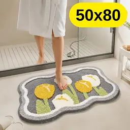 Стильний та практичний килимок для ванної кімнати 50×80 см зі кашеміру — м’який, антиковзкий, вологопоглинаючий KT9000082 - мініатюра 2