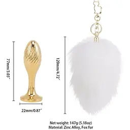 Металева анальна пробка Кролячий хвост Lockink Sevanda White Bunny-Tail Anal Pear-shape Plug - мініатюра 6