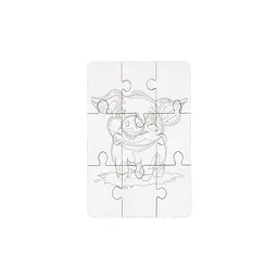 Деревʼяний пазл-розмальовка А5 "Поросятко" PuzzleOK Puz-22939 пензлик, фарби, клейка плівка - мініатюра 6