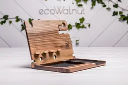 Дерев'яний органайзер з бездротовою зарядкою Apple ecoWalnut 300x231x210 мм - мініатюра 4