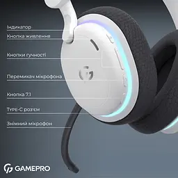 Навушники GamePro Asgard Bragi 7.1 RGB Tri-Mod White бездротові (HSW250W) - мініатюра 13