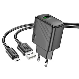 МЗП Hoco CS21A Rich QC3.0 18W (1USB-A) + кабель USB to MicroUSB Black - мініатюра 3