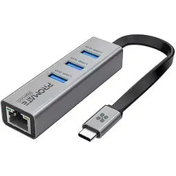 Концентратор Promate USB Hub 4 ports gigahub-c.grey (gigahub-c.grey)