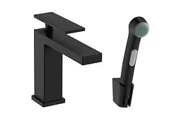 Змішувач для умивальника Hansgrohe Tecturis E з гігієнічним душем matt black 73210670
