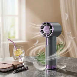 Портативний мінівентилятор Wuji Handheld Fan DS1013 на акумуляторі, 3,8 Вт, сіро-фіолетовий, ручний вентилятор - мініатюра 2