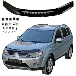 Дефлектор капоту мухобійка Mitsubishi Outlander XL 2007-2009 (До Рестайлінг) Voron Glass