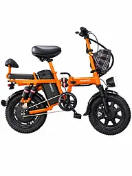 Електровелосипед Minako Mini 16" двомісний (1000W, 24Ah) + Пасажирське сидіння Помаранчевий - мініатюра 2