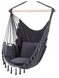 Підвісне крісло бразильський гамак BOHO 100 см + 2 шт подушки Dark Grey - мініатюра 2