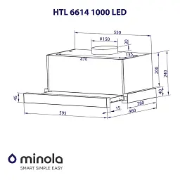 Витяжка телескопічна Minola HTL 6614 WH 1000 LED - мініатюра 12