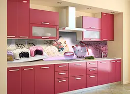Кухонний фартух Рожеві Сакури для кухні наклейка ПВХ чай Японія Схід Рожевий 60х250 см Happy Pocket Z180513 - мініатюра 2