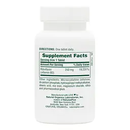 Вітаміни та мінерали Natures Plus Vitamin B2 250 mg, 60 таблеток - мініатюра 2
