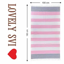 Рушник пештемаль Lovely Svi бавовняний, пляжний, хамам, spa - XХL 100x180 см Pink/Blue Stripes (7032025) - мініатюра 5