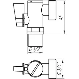 Кран кульовий кутовий з фільтром Solomon 1/2″x3/4″ А7041(7043) 000001162 - мініатюра 5
