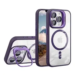Чохол із підставкою MagSafe TPU PC Metal Stand Case Apple iPhone 15 Pro Max Dark Purple