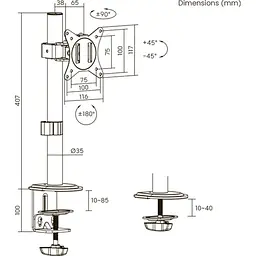 Настільне кріплення для монітора Brateck LDT66-C01 [107924] - мініатюра 11
