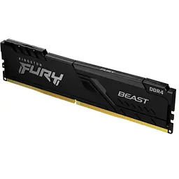 Пам'ять 8Gb DDR4, 3600 MHz, Kingston Fury Beast, Black, 17-21-21, 1.35V, з радіатором (KF436C17BB/8)