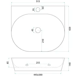 Умивальник Rea Kim накладний або підвісний 51.5x42 см white REA-U6682 - мініатюра 6