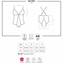 Сітчасте боді з відкритими сідницями Obsessive 841-TED-1 teddy L/XL, чорний - мініатюра 7