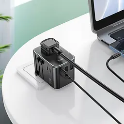 Мережевий зарядний пристрій Hoco AC19 3 USB/2 Type-C PD 35W чорний - мініатюра 2