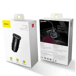 Адаптер автомобільний BASEUS Square metal QC3.0 2 USB 30 W 5 A CCALL-DS01 - мініатюра 7