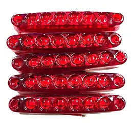 Габарит LED прямокутний 100х10 мм 12/24V 6 діодів Лінза Червоний 5 шт. (МРТ 23)