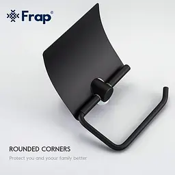 Тримач для туалетного паперу чорний/нержавіюча сталь Frap F30203 1/40 Чорний матовий - мініатюра 2