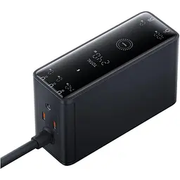 Зарядний пристрій Baseus Digital GaN Intelligent Desktop Fast Charger 240W (3xType+C+USB+DC) (With Cable DC to DC black (P10163901113-00)