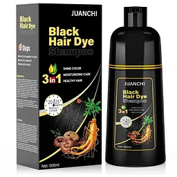 Чорний шампунь Hair Dye Juanchi Black Hair Dye Shampoo 3 в 1 для сивого волосся