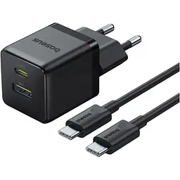 Мережевий зарядний пристрій Baseus Palm Fast Charger USB-A/USB-C 30W + Cable USB-C to USB-C 60W 1m Black (P1011160A113-01) [168072]