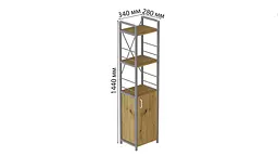 Етажерка 3/34 Ferrum-decor Серії Конект з тумбою 144x34x28 Сірий ДСП Артизан (FRD-104440) - мініатюра 3