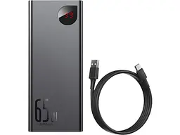 Зовнішній акумулятор (Power Bank) BASEUS Adaman Metal Digital Display Quick Charge Power Bank 65W 20000mAh Black (PPIMDA-D01) - мініатюра 2