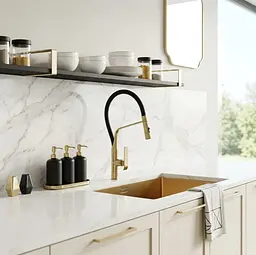 Змішувач для кухні Rea Castor із гнучким виливом black brushed gold REA-B4321 - мініатюра 2