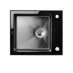 Кухонна мийка Platinum Handmade PVD Black Glass 600x510x200 мм, Чорний
