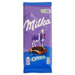 Уценка. Шоколад молочный Milka с кусочками печенья Oreo 92 г (801761)