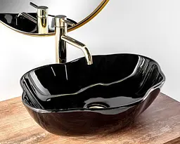 Умивальник Rea Pearl black накладний чорний REA-U0858, Чорний - мініатюра 2
