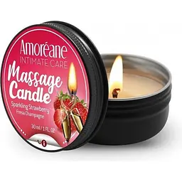 Масажна свічка Amoreane Sparkling Strawberry з ароматом полуниці у шампанському, 30 мл