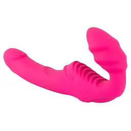 Безремневий страпон з вібрацією, 12х3.1 см Vibrating Strapless Strap-On Pink