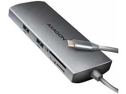 Мультипортовий адаптер AXAGON 9in1 Grey (HMC-8HLSA)