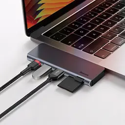Usb хаб Baseus Harmonica Five-in-one Hub Adapter CAHub-K0G - мініатюра 3