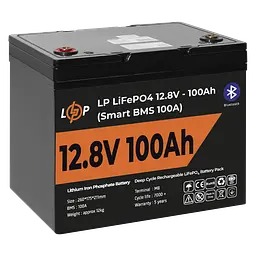 Акумулятор LP LiFePO4 12V (12,8V) - 100 Ah (1280Wh) (Smart BMS 100А) з BT пластик - мініатюра 4