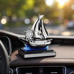 Автомобільний освіжувач повітря / ароматизатор на сонячній панелі / Автомобільний ароматизатор "Кораблик" з штурвалом, що обертається - мініатюра 2