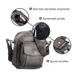 Сумка Shvigel З вінтажної шкіри Чорна (11076) - мініатюра 4