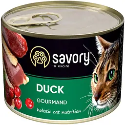 Вологий корм для вибагливих котів Savory з качкою ніжний паштет 200 г