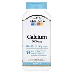 Кальцій і вітамін D 21st Century Calcium Plus D3, 90 таблеток