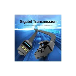 Патч-корд 1м, UTP cat 6 RJ-45 flat black Vention (IBJBF) - мініатюра 3
