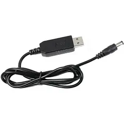 Кабель живлення USB 5V - DC 12V (5.5x2.1 мм), чорний, 1 м