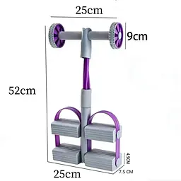 Фитнес эспандер 3 в 1 для тренировок Pedal Puller з роликом 52 х 25 х 7,5 см 4 посилені трубки - мініатюра 3