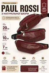 Сумка поясна Paul Rossi 907-N шкіряна 20х10х7 см Червоно-коричнева - мініатюра 3